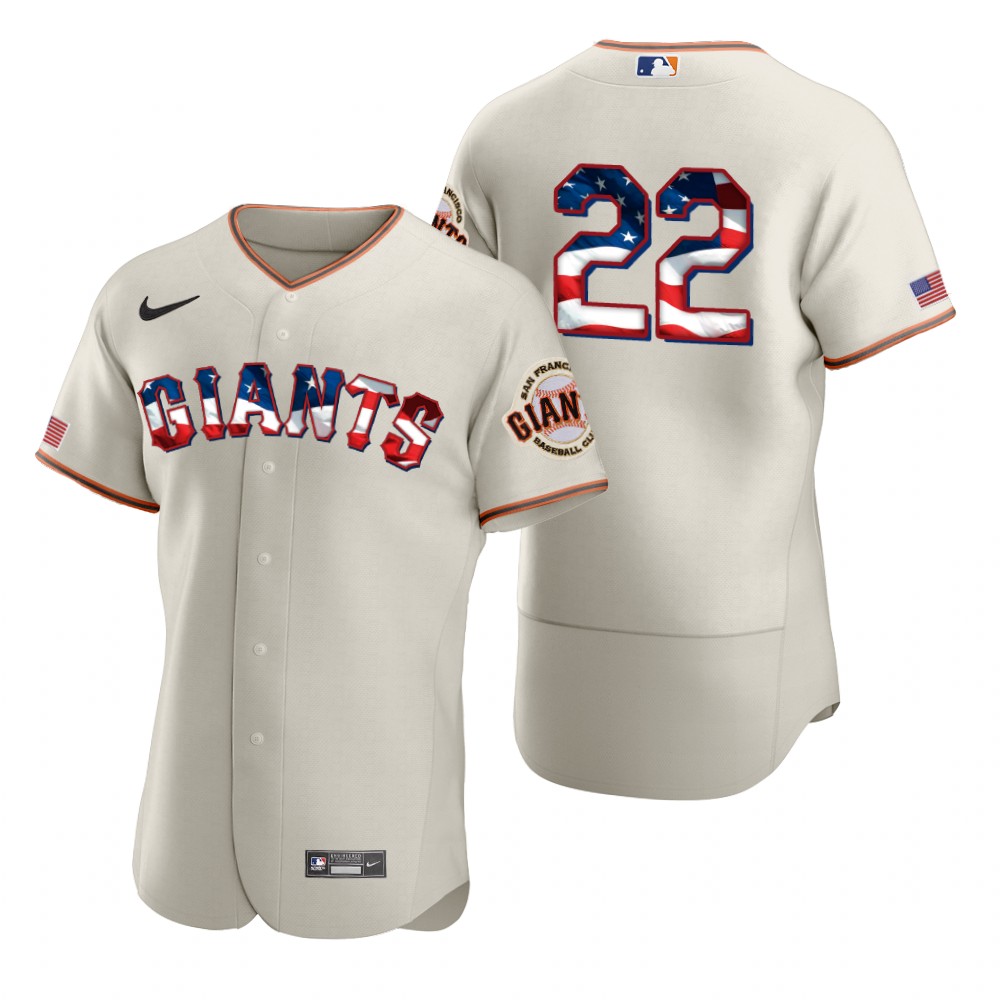 San Francisco Giants #22 Will Clark Men Nike Cream Fluttering USA Flag Limited Edition Authentic MLB Jersey-0